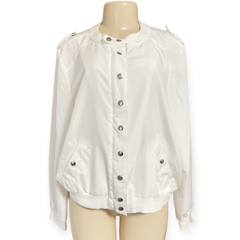 COUPE Collection White Lightweight Zip Button‎ Windbreaker Jacket